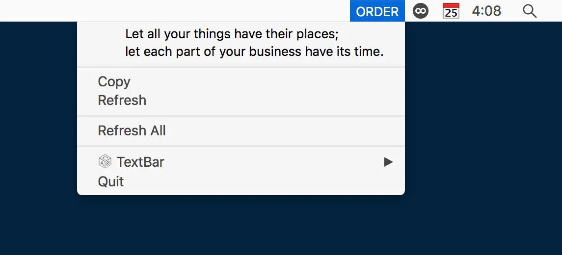 Ben Franklin's Virtues in the Mac menubar